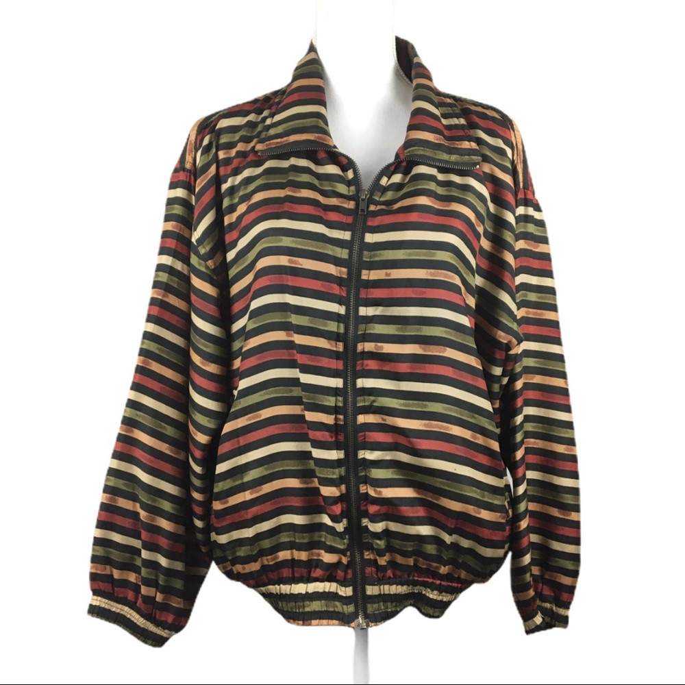 Keren Hart Vintage 100% Silk Striped Light Jacket